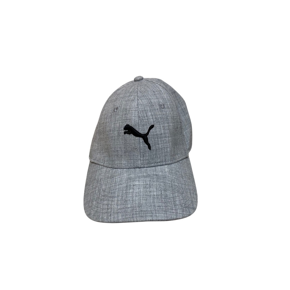 Puma Mens Heather Grey Stretch Fit Baseball Cap Athletic Hat Embroidered Logo